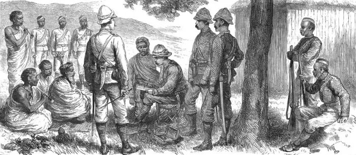 Framed Print : With the Chin-Lushai Expeditionary Force; The Rajah Lienpunga making his Submission, 1890. Creator: Unknown