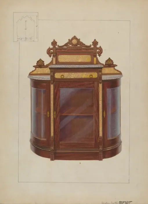 Framed Print : China Closet, c. 1937. Creator: Edward L Loper Framed Print : China Closet, c. 1937. Creator: Edward L Loper