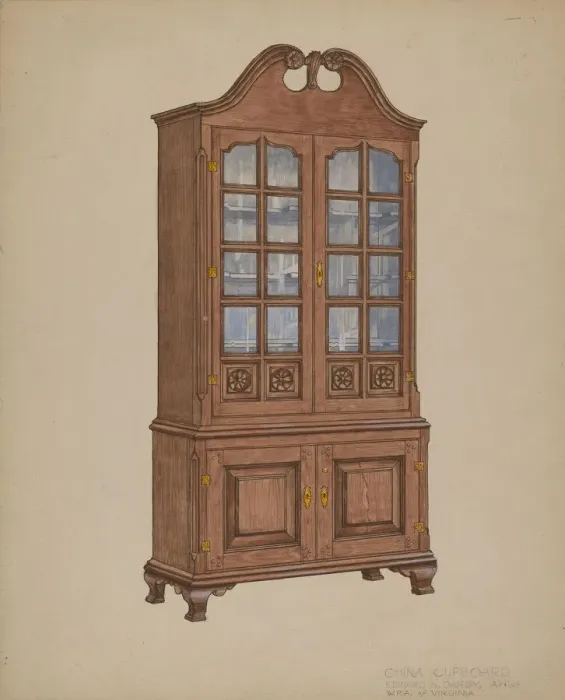 Framed Print : China Cupboard, c. 1939. Creator: Edward A Darby Framed Print : China Cupboard, c. 1939. Creator: Edward A Darby