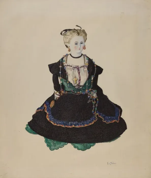 Framed Print : China Headed Doll, c. 1941. Creator: Lelah Nelson Framed Print : China Headed Doll, c. 1941. Creator: Lelah Nelson