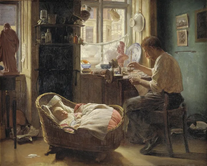 Framed Print : At the China Repairer's, 1891. Creator: Tornoe, Wenzel (1844-1907). At the China Repairer's, 1891. Creator: Tornoe, Wenzel (1844-1907) Framed Print : At the China Repairer's, 1891. Creator: Tornoe, Wenzel (1844-1907). At the China Repairer's, 1891. Creator: Tornoe, Wenzel (1844-1907)