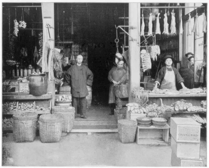 Framed Print : Chinatown, San Francisco, late 19th century. Artist: John L Stoddard Framed Print : Chinatown, San Francisco, late 19th century. Artist: John L Stoddard