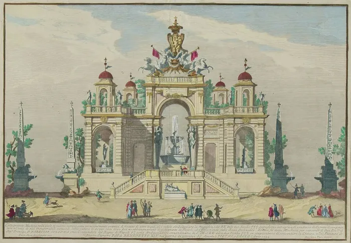 Framed Print : The Chinèa (Festa della Chinea) in Rome, 1753-1759. Creator: Vasi, Giuseppe (1710-1782) Framed Print : The Chinèa (Festa della Chinea) in Rome, 1753-1759. Creator: Vasi, Giuseppe (1710-1782)