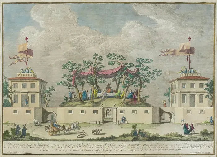 Framed Print : The Chinèa (Festa della Chinea) in Rome, 1753-1759. Creator: Vasi, Giuseppe (1710-1782) Framed Print : The Chinèa (Festa della Chinea) in Rome, 1753-1759. Creator: Vasi, Giuseppe (1710-1782)