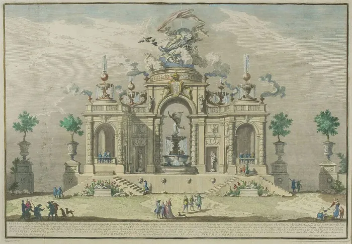 Framed Print : The Chinèa (Festa della Chinea) in Rome, 1753-1759. Creator: Vasi, Giuseppe (1710-1782) Framed Print : The Chinèa (Festa della Chinea) in Rome, 1753-1759. Creator: Vasi, Giuseppe (1710-1782)