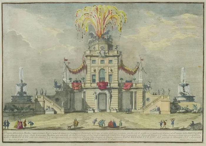 Framed Print : The Chinèa (Festa della Chinea) in Rome, 1753-1759. Creator: Vasi, Giuseppe (1710-1782) Framed Print : The Chinèa (Festa della Chinea) in Rome, 1753-1759. Creator: Vasi, Giuseppe (1710-1782)