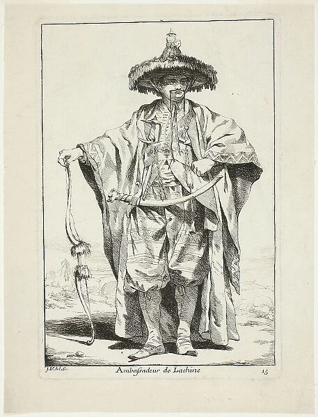 The Chinese Ambassador, plate fifteen from Caravanne du Sultane à la Mecque, c. 1748. Creator: Joseph-Marie Vien the Elder