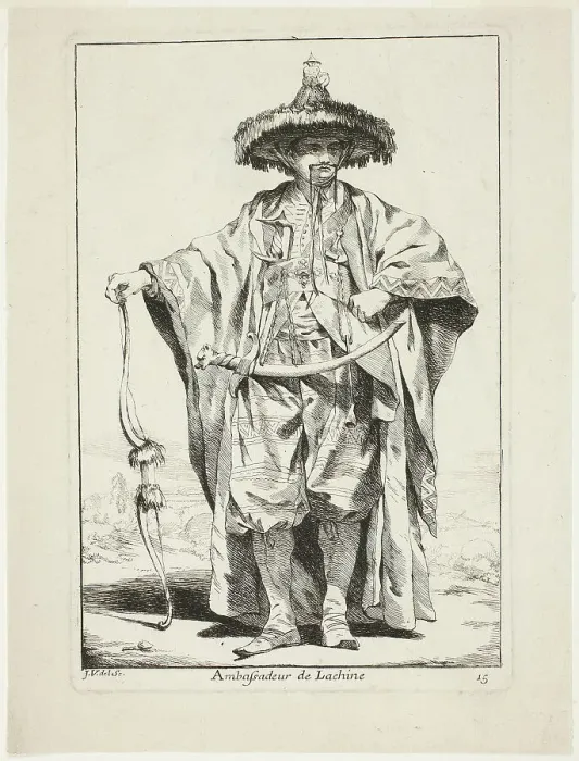 Framed Print : The Chinese Ambassador, plate fifteen from Caravanne du Sultane à la Mecque, c. 1748. Creator: Joseph-Marie Vien the Elder Framed Print : The Chinese Ambassador, plate fifteen from Caravanne du Sultane à la Mecque, c. 1748. Creator: Joseph-Marie Vien the Elder