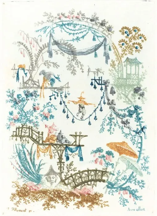 Framed Print : Chinese Arabesque with a Tightrope Walker, c. 1795. Creator: Anne Allen Framed Print : Chinese Arabesque with a Tightrope Walker, c. 1795. Creator: Anne Allen