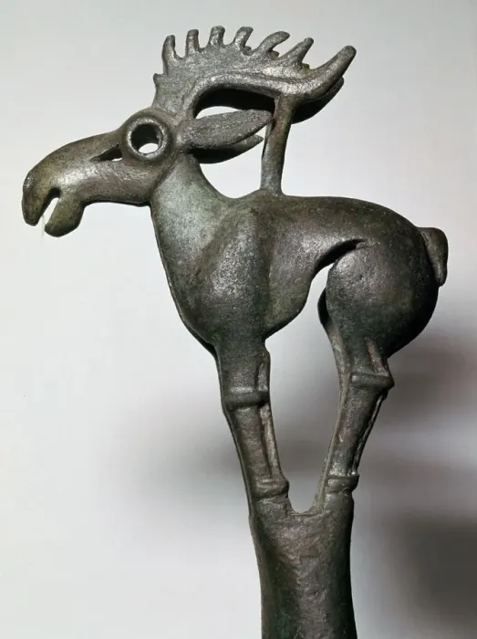 Framed Print : Chinese bronze elk finial from a harness, Inner Mongolia, China, 5th century BC Framed Print : Chinese bronze elk finial from a harness, Inner Mongolia, China, 5th century BC