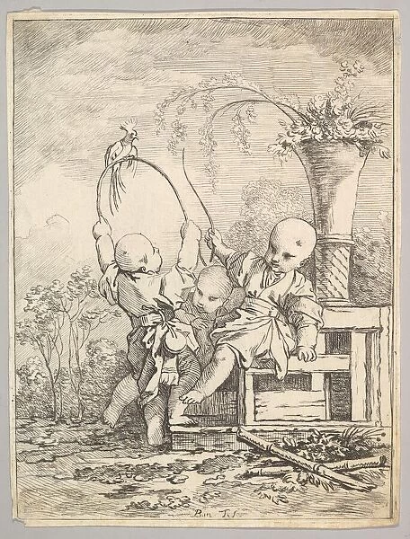Chinese Children Playing with a Parrot, 1760-70. Creator: Louis Antoine Crozat