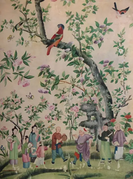 Framed Print : Chinese Hand-Painted Wall-Paper, 1928