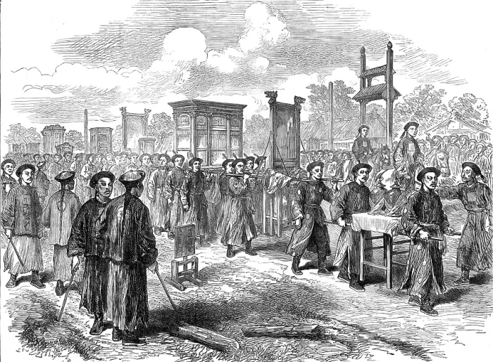 Framed Print : The Chinese Imperial Marriage at Pekin: procession of the bride's trousseau, 1872. Creator: Unknown Framed Print : The Chinese Imperial Marriage at Pekin: procession of the bride's trousseau, 1872. Creator: Unknown