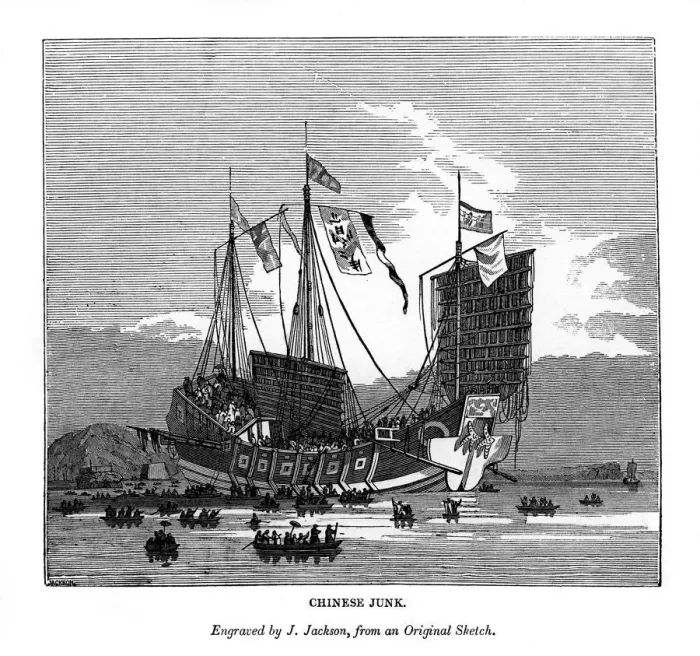 Framed Print : Chinese Junk, 1843. Artist: J Jackson Framed Print : Chinese Junk, 1843. Artist: J Jackson