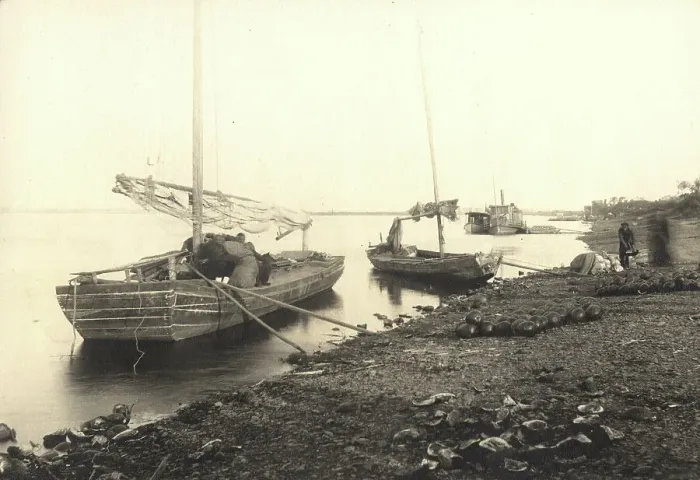 Framed Print : Chinese junks off the coast near the city of Sakhalyan opposite Blagoveshchensk. 1909. Creator: Vladimir Ivanovich Fedorov Framed Print : Chinese junks off the coast near the city of Sakhalyan opposite Blagoveshchensk. 1909. Creator: Vladimir Ivanovich Fedorov