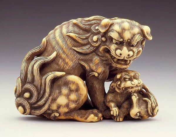 Chinese Lion and Young, 18th century. Creator: Tomotada
