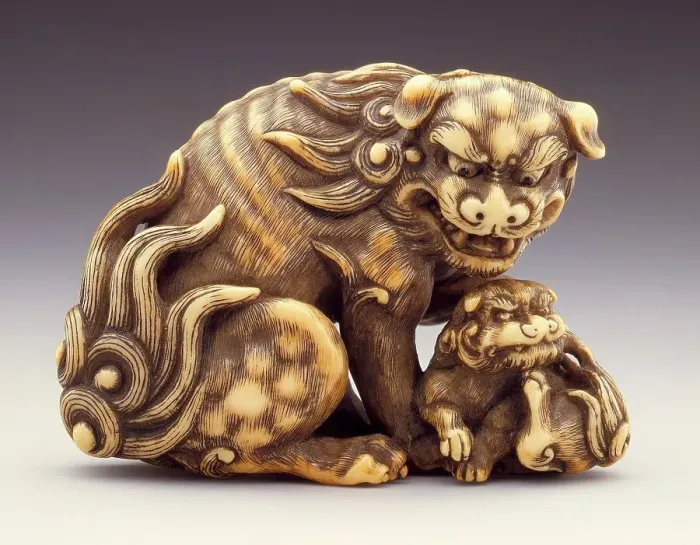 Framed Print : Chinese Lion and Young, 18th century. Creator: Tomotada Framed Print : Chinese Lion and Young, 18th century. Creator: Tomotada