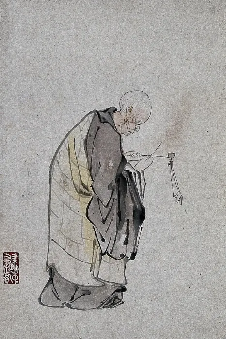 Framed Print : A Chinese man lighting a pipe, (between 1800 and 1899?). Creator: Unknown Framed Print : A Chinese man lighting a pipe, (between 1800 and 1899?). Creator: Unknown