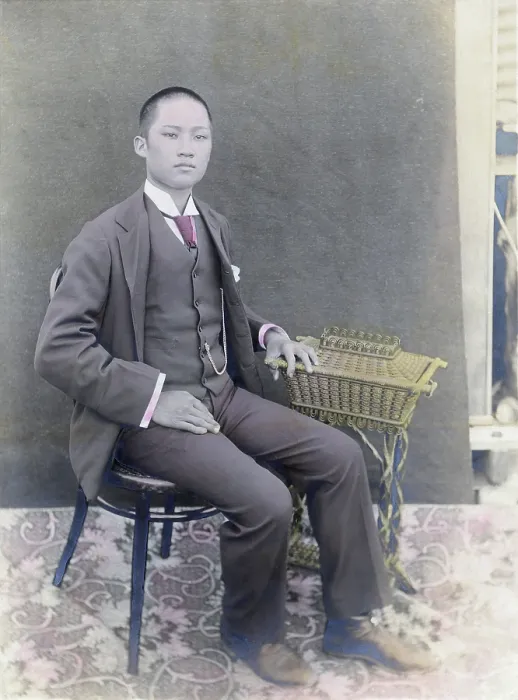 Framed Print : Chinese man who owned an orange orchard in Newcastle California, 1902 Framed Print : Chinese man who owned an orange orchard in Newcastle California, 1902