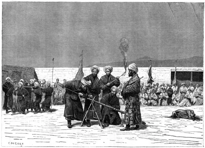 Framed Print : Chinese military exercise, Kashgar, China, 19th century. Artist: Delort Framed Print : Chinese military exercise, Kashgar, China, 19th century. Artist: Delort