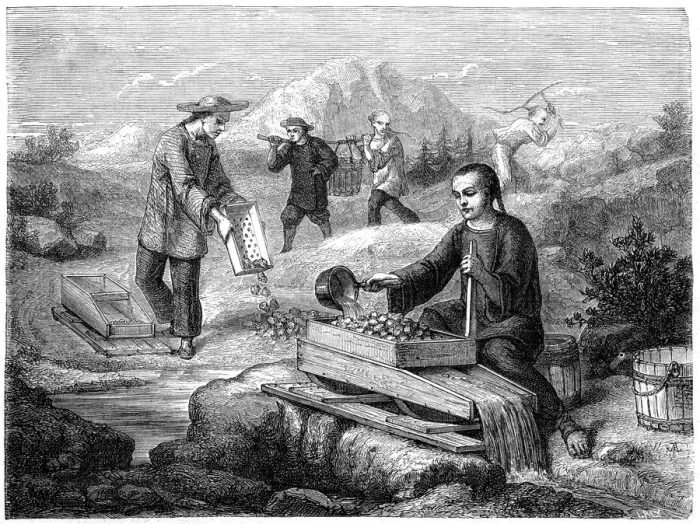 Framed Print : Chinese miners, California, 19th century. Artist: Gustave Adolphe Chassevent-Bacques Framed Print : Chinese miners, California, 19th century. Artist: Gustave Adolphe Chassevent-Bacques