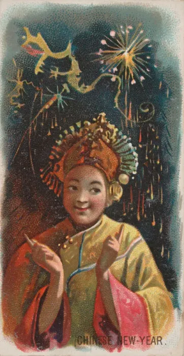 Framed Print : Chinese New Year, from the Holidays series (N80) for Duke brand cigarettes, 1890. 1890 Framed Print : Chinese New Year, from the Holidays series (N80) for Duke brand cigarettes, 1890. 1890