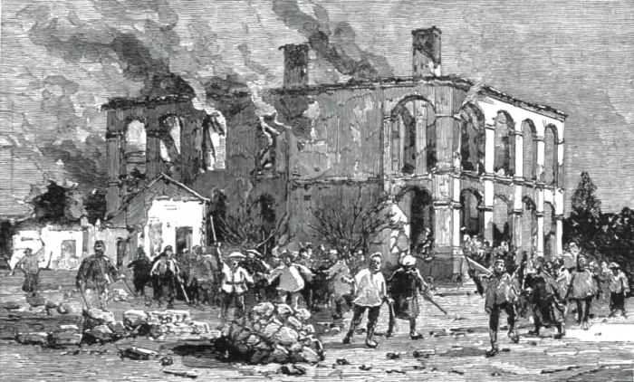 Framed Print : The Chinese Outrages - The Riots in the Foreign Concessions at Ichang on the Upper Yangtze, 1891 Creator: Unknown Framed Print : The Chinese Outrages - The Riots in the Foreign Concessions at Ichang on the Upper Yangtze, 1891 Creator: Unknown