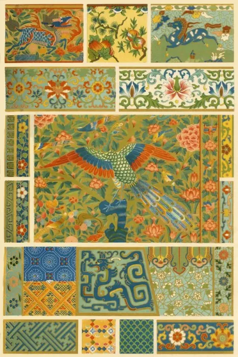 Framed Print : Chinese painting, weaving, embroidery and cloisonne, (1898). Creator: Unknown Framed Print : Chinese painting, weaving, embroidery and cloisonne, (1898). Creator: Unknown