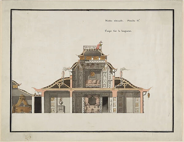 The Chinese pavilion at Le Désert de Retz, cross section. Creator: François Nicolas Henri Racine de Monville