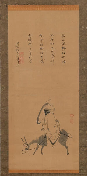 The Chinese Poet Pan Lang on a Donkey, 17th century. Creator: Kano Koya