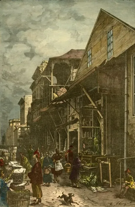 Framed Print : Chinese Quarter in San Francisco, c1885. Creator: Unknown Framed Print : Chinese Quarter in San Francisco, c1885. Creator: Unknown