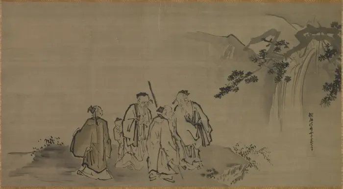 Framed Print : Chinese Sages, 17th century. Creator: Kano Tan?y? (Japanese, 1602-1674), attributed to Framed Print : Chinese Sages, 17th century. Creator: Kano Tan?y? (Japanese, 1602-1674), attributed to
