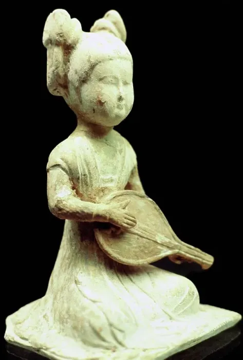 Framed Print : Chinese sculpture of a girl playing a stringed instrument Framed Print : Chinese sculpture of a girl playing a stringed instrument