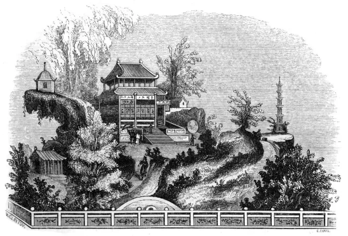 Framed Print : Chinese summer villa, 1847. Artist: Evans Framed Print : Chinese summer villa, 1847. Artist: Evans