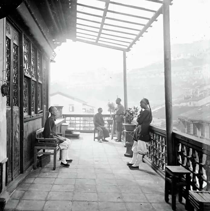 Framed Print : Chinese tea-house, Hong Kong, 1868-1871. Creator: John Thomson Framed Print : Chinese tea-house, Hong Kong, 1868-1871. Creator: John Thomson