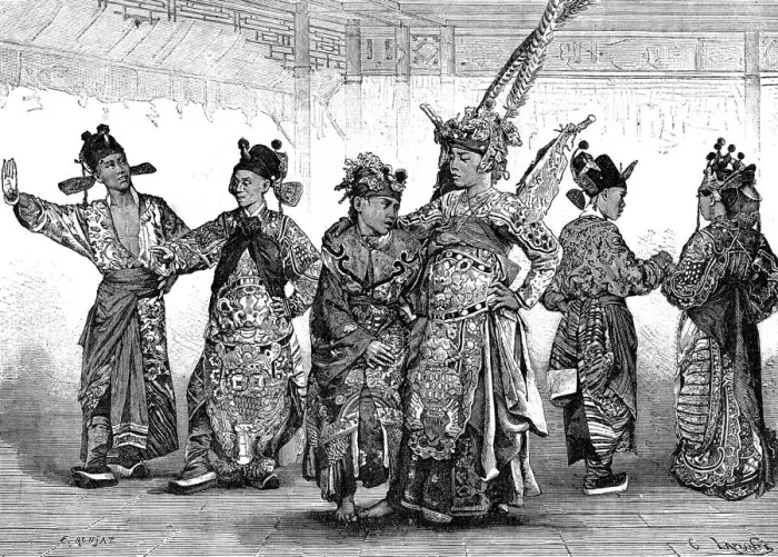 Framed Print : Chinese tragedian actors, 19th century. Artist: C Laplante Framed Print : Chinese tragedian actors, 19th century. Artist: C Laplante