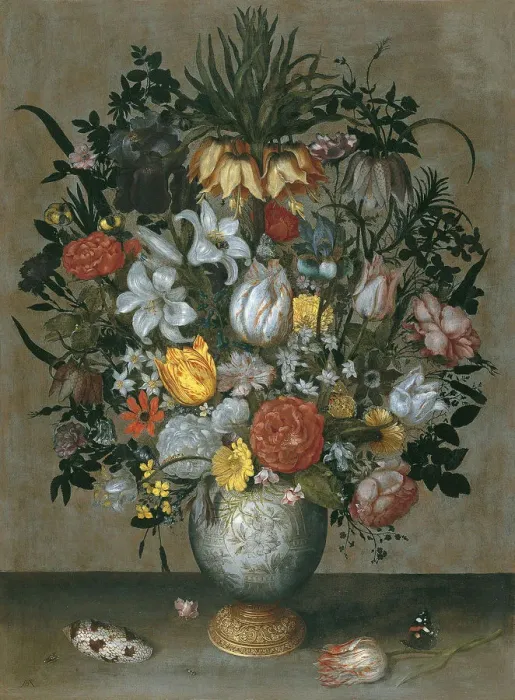 Framed Print : Chinese Vase with Flowers, Shells and Insects. Artist: Bosschaert, Ambrosius, the Elder (1573-1621) Framed Print : Chinese Vase with Flowers, Shells and Insects. Artist: Bosschaert, Ambrosius, the Elder (1573-1621)
