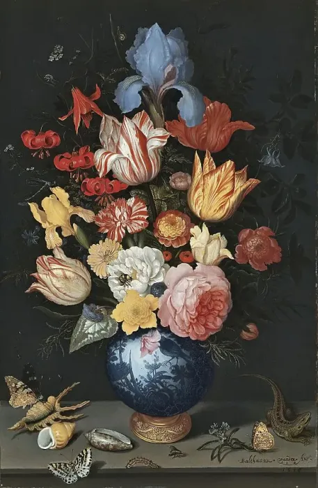 Framed Print : Chinese Vase with Flowers, Shells and Insects, 1628. Creator: Balthasar van der Ast Framed Print : Chinese Vase with Flowers, Shells and Insects, 1628. Creator: Balthasar van der Ast