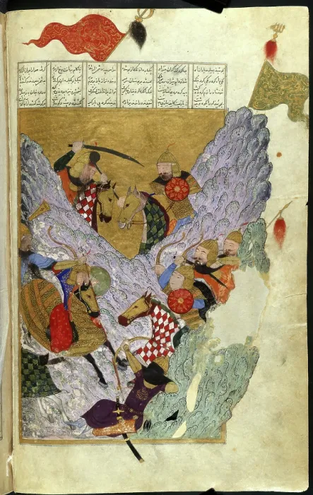 Framed Print : Chingiz Khan in battle, 1397-98. Creator: Unknown Framed Print : Chingiz Khan in battle, 1397-98. Creator: Unknown