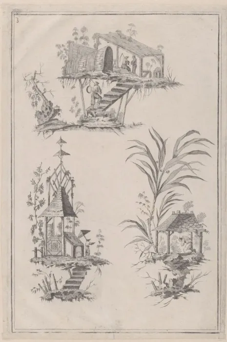 Framed Print : Chinoiserie Ornaments, ca. 1760-85. Creator: Jean-Baptiste Pillement Framed Print : Chinoiserie Ornaments, ca. 1760-85. Creator: Jean-Baptiste Pillement