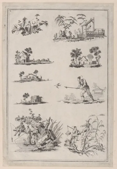Framed Print : Chinoiserie Ornaments, ca. 1760-85. Creator: Jean-Baptiste Pillement Framed Print : Chinoiserie Ornaments, ca. 1760-85. Creator: Jean-Baptiste Pillement