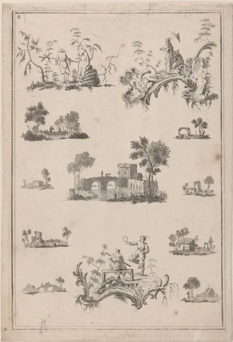 Framed Print : Chinoiserie Ornaments, ca. 1770. Creator: Jean-Baptiste Pillement Framed Print : Chinoiserie Ornaments, ca. 1770. Creator: Jean-Baptiste Pillement