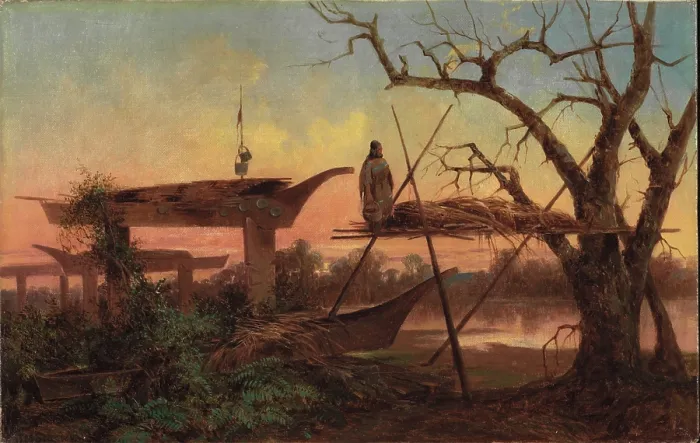 Framed Print : Chinook Burial Grounds, c1870. Creator: John Mix Stanley Framed Print : Chinook Burial Grounds, c1870. Creator: John Mix Stanley