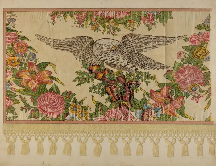 Framed Print : Chintz Valance for Poster Bed, c. 1935. Creator: Raymond Manupelli Framed Print : Chintz Valance for Poster Bed, c. 1935. Creator: Raymond Manupelli