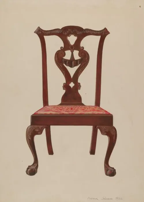 Framed Print : Chippendale Mahogany Side Chair, 1936. Creator: Arthur Johnson Framed Print : Chippendale Mahogany Side Chair, 1936. Creator: Arthur Johnson