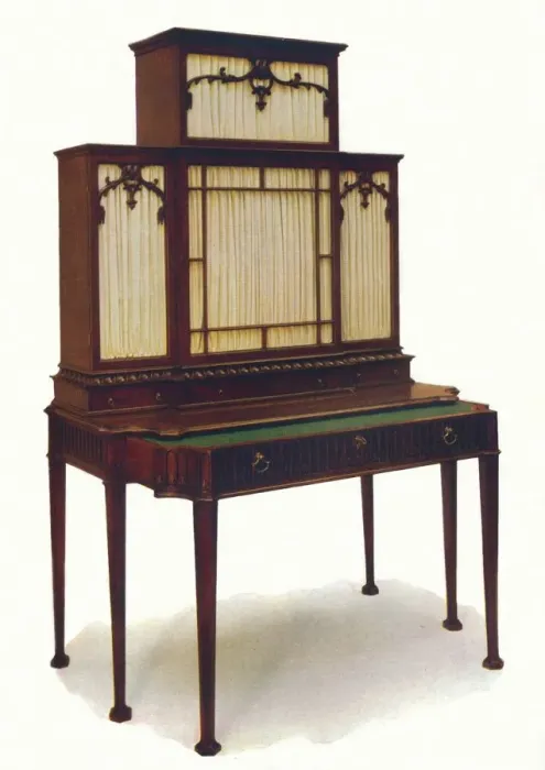 Framed Print : Chippendale Mahogany Secretaire Bookcase, mid 18th century, (1930). Creator: Unknown Framed Print : Chippendale Mahogany Secretaire Bookcase, mid 18th century, (1930). Creator: Unknown