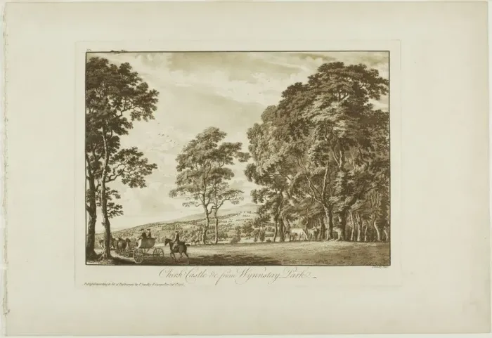 Framed Print : Chirk Castle and c. from Wynnstay Park, 1776. Creator: Paul Sandby Framed Print : Chirk Castle and c. from Wynnstay Park, 1776. Creator: Paul Sandby
