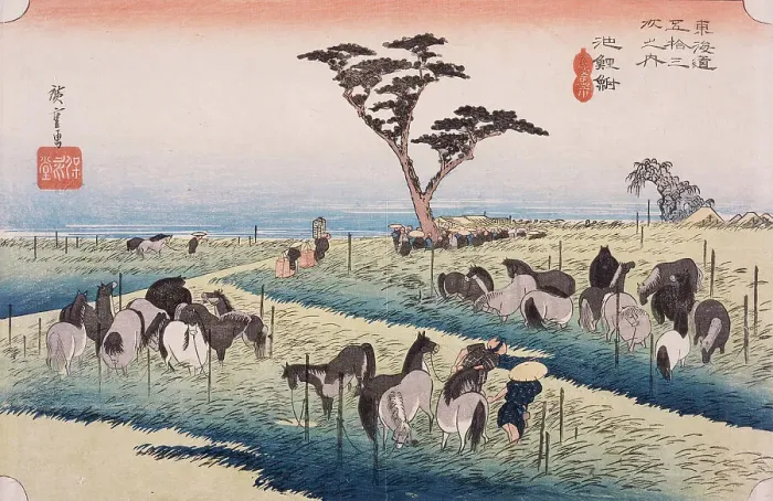 Framed Print : Chiryu, Summer Horse Fair, 1833. Creator: Ando Hiroshige Framed Print : Chiryu, Summer Horse Fair, 1833. Creator: Ando Hiroshige