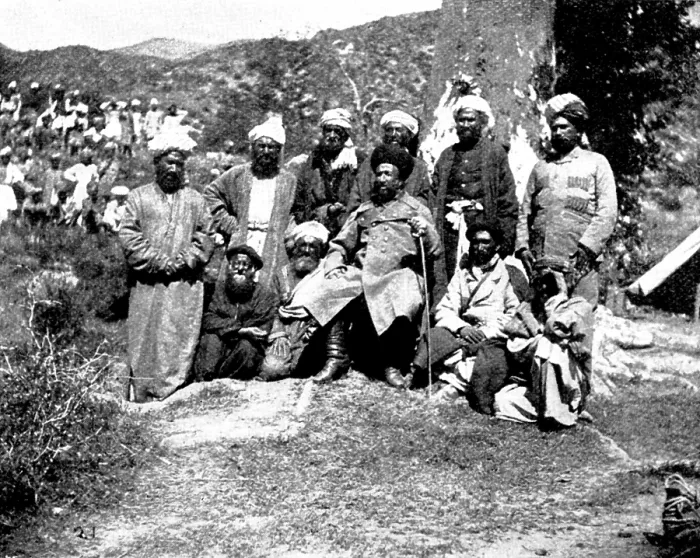Framed Print : The Chitral Campaign: Sher Afzul and his attendants, 1895. Creator: Unknown Framed Print : The Chitral Campaign: Sher Afzul and his attendants, 1895. Creator: Unknown