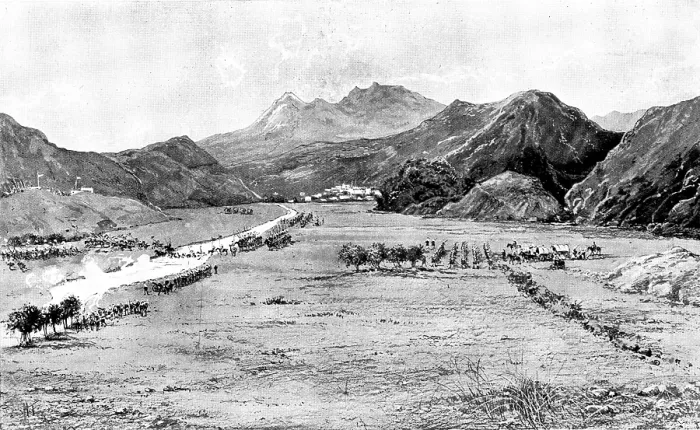 Framed Print : The Chitral Expedition: the Chitral Relief Force crossing the Swat River, 1895. Creator: Unknown Framed Print : The Chitral Expedition: the Chitral Relief Force crossing the Swat River, 1895. Creator: Unknown